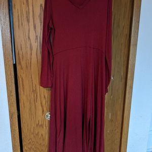 Deep red sweater dress